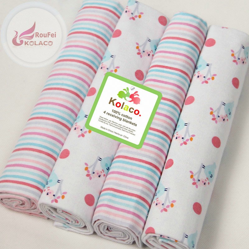 Cotton Two Layers Muslin Baby Receiving Wrapblanket flannel fab