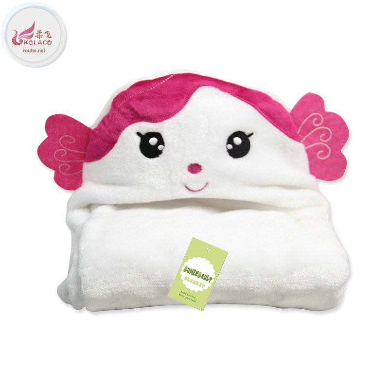Super soft good quality Animal head baby cape plushbaby blanket yarn 100% polyester