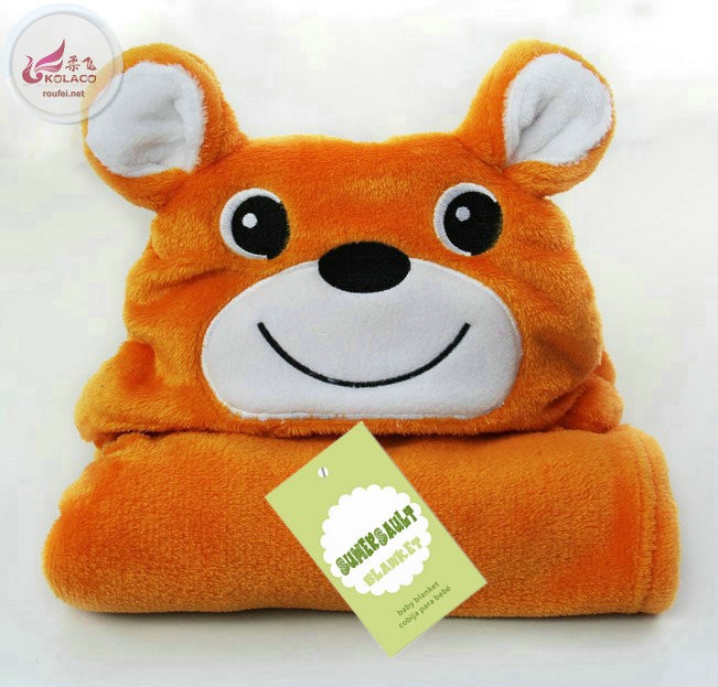 Super soft good quality Animal head baby cape plushcotton solid baby swaddle blanket