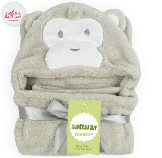 Cute animals cotton hooded baby blanket organiccotton baby gauze blanket
